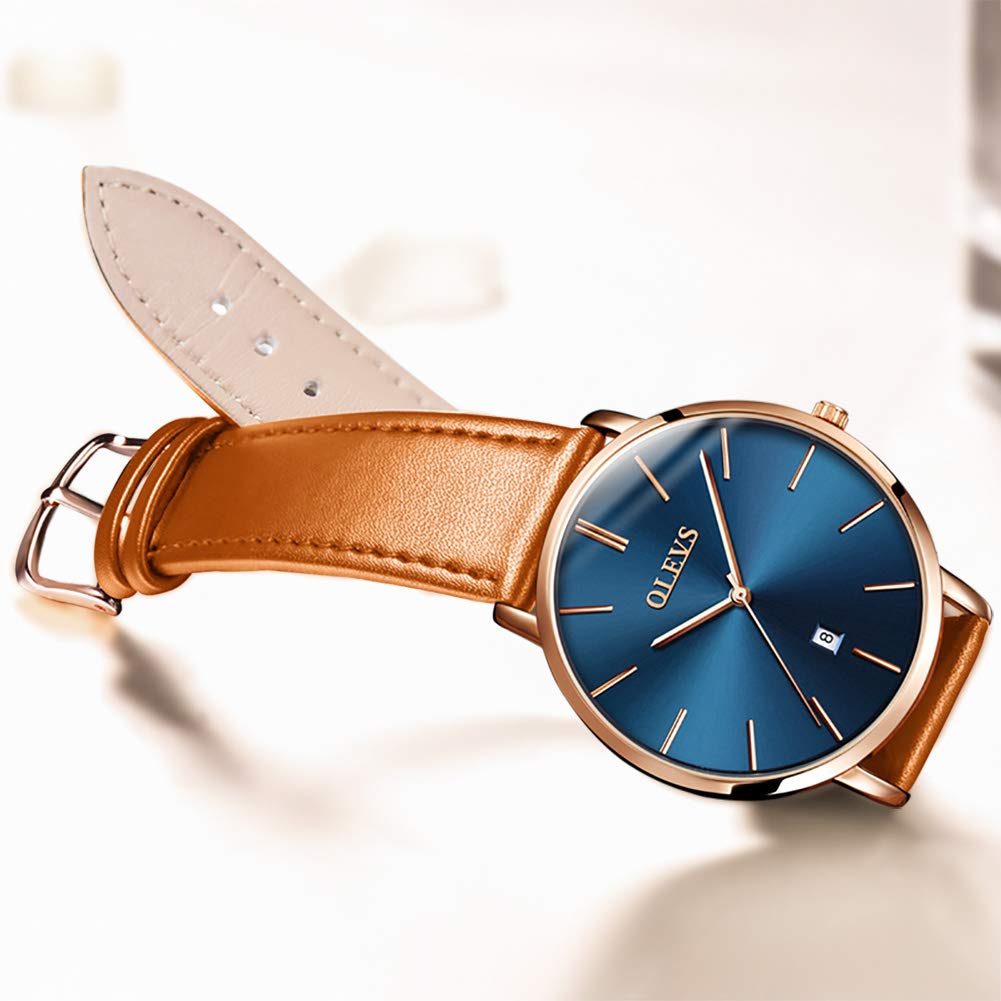 Men's Ultra-Thin 6.5mm Watch, Simple, Fashionable, Casual, Business Watch with Japanese Quartz Movement, 40mm Dial, Genuine Leather Band, Unisex