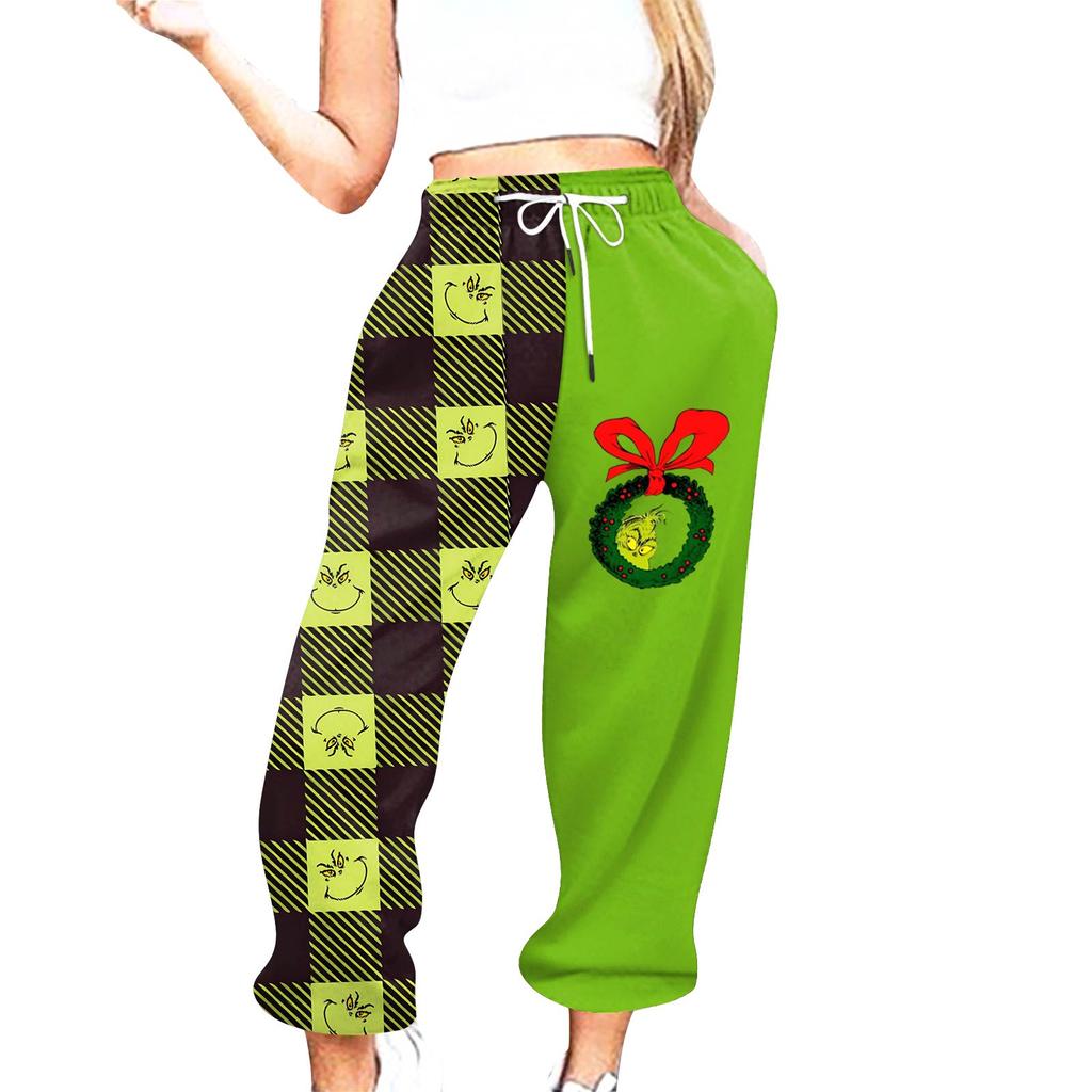 Women's Casual Fashion Christmas Printed Casual Sweatpants Elastic Waist Drawstring Pants