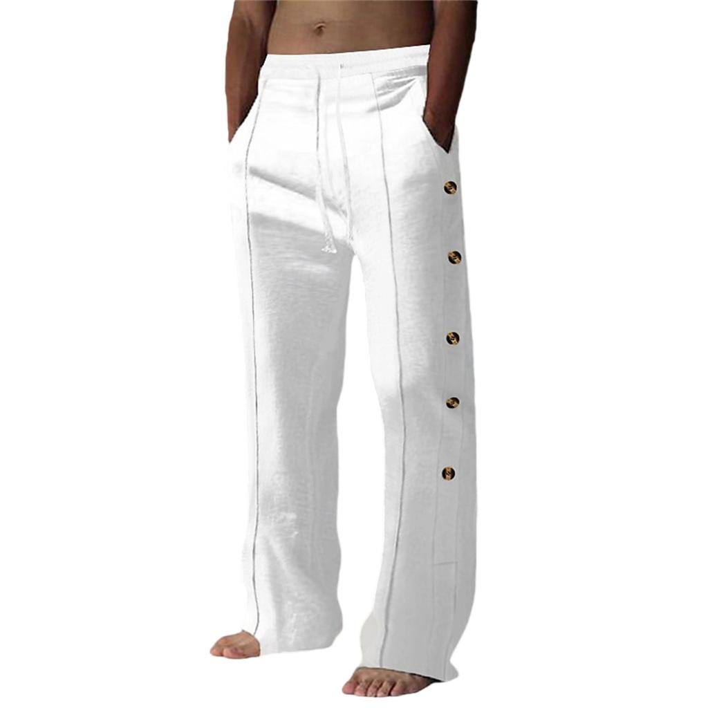 Herren Baumwolle und Leinen Farbe Freizeithose Lange Hose