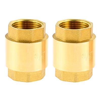 2pcs Brass Spring Check Valve 1/2 3/4 1 Inch NPT Female Thread Non Return One Way Horizontal Vertical In-Line Water Check Valve