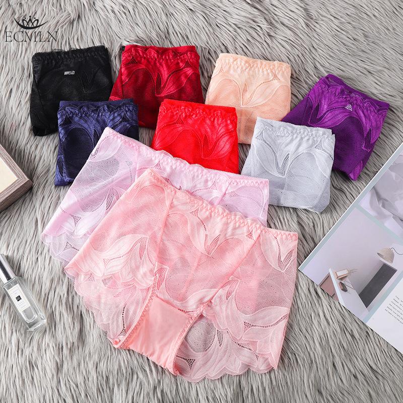 Women's Large Size Mid-waist Underwear Seamless Sexy Lace Panties for Women Pure Cotton Crotch Transparent Ladies Briefs Underpants Knickers