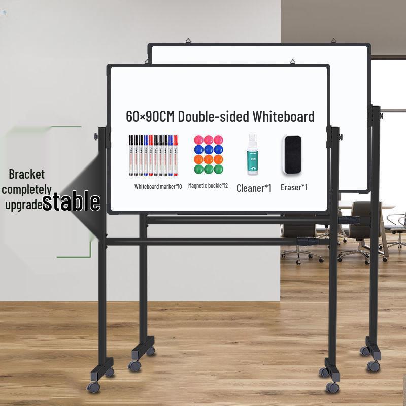 Double-Sided Movable Whiteboard & Blackout Board Easel Stand for Home & Office Teaching