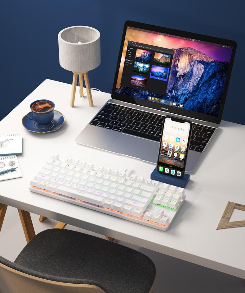 BOW 87-Key Hot-Swappable Mechanical Keyboard with Brown & Red Switches for Gaming & Office.