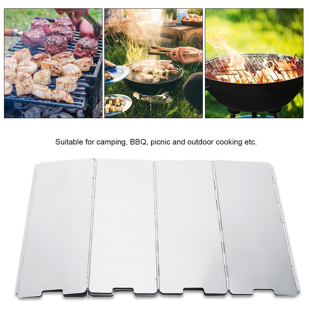 10pcs Foldable Burner Windshield for Outdoor Camping Picnic BBQ Cooking Gas Stove