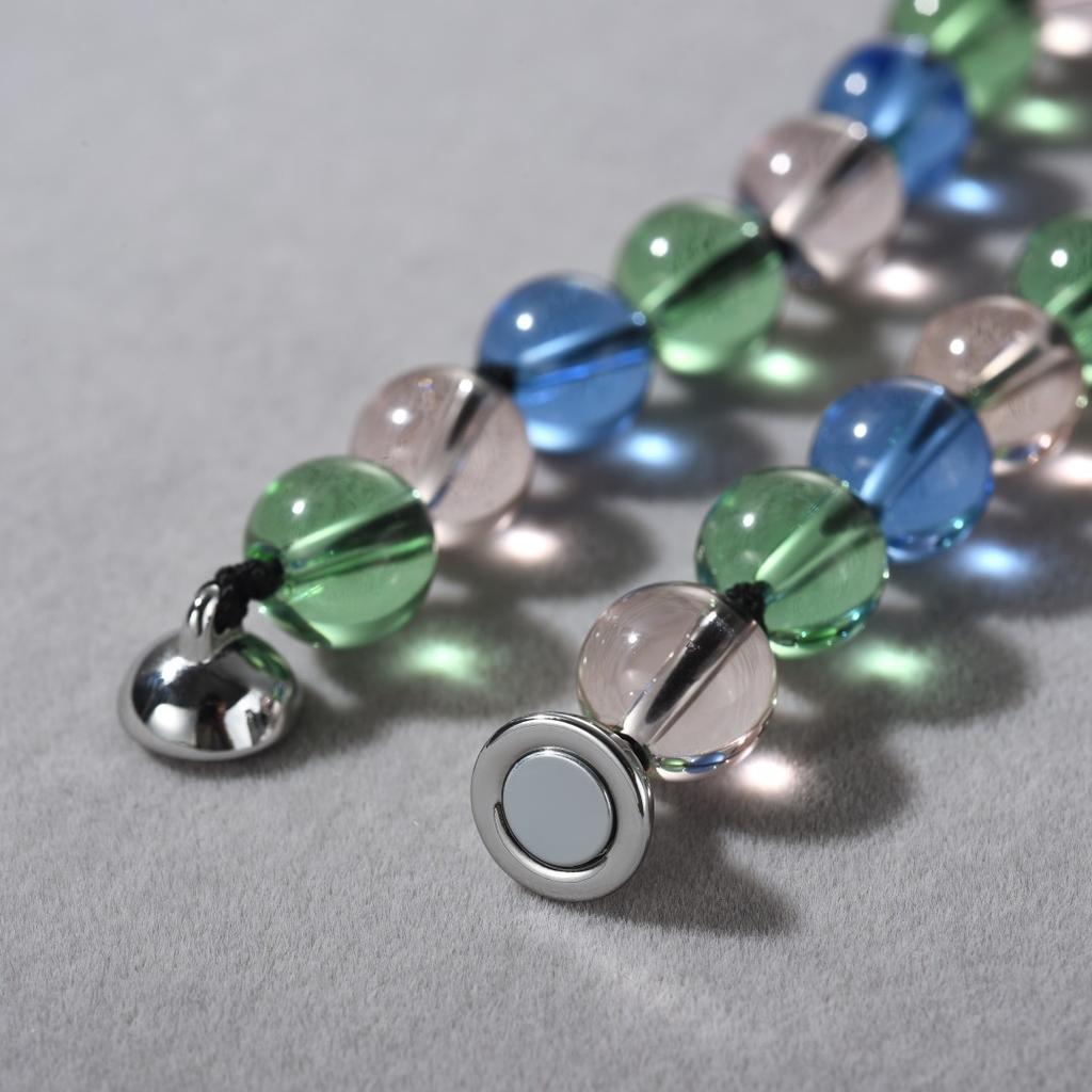 Premium Metal Copper Platinum Plated Magnetic Buckle Clavicle Chain Simple Personality Unique Niche Color Crystal Beaded Necklace