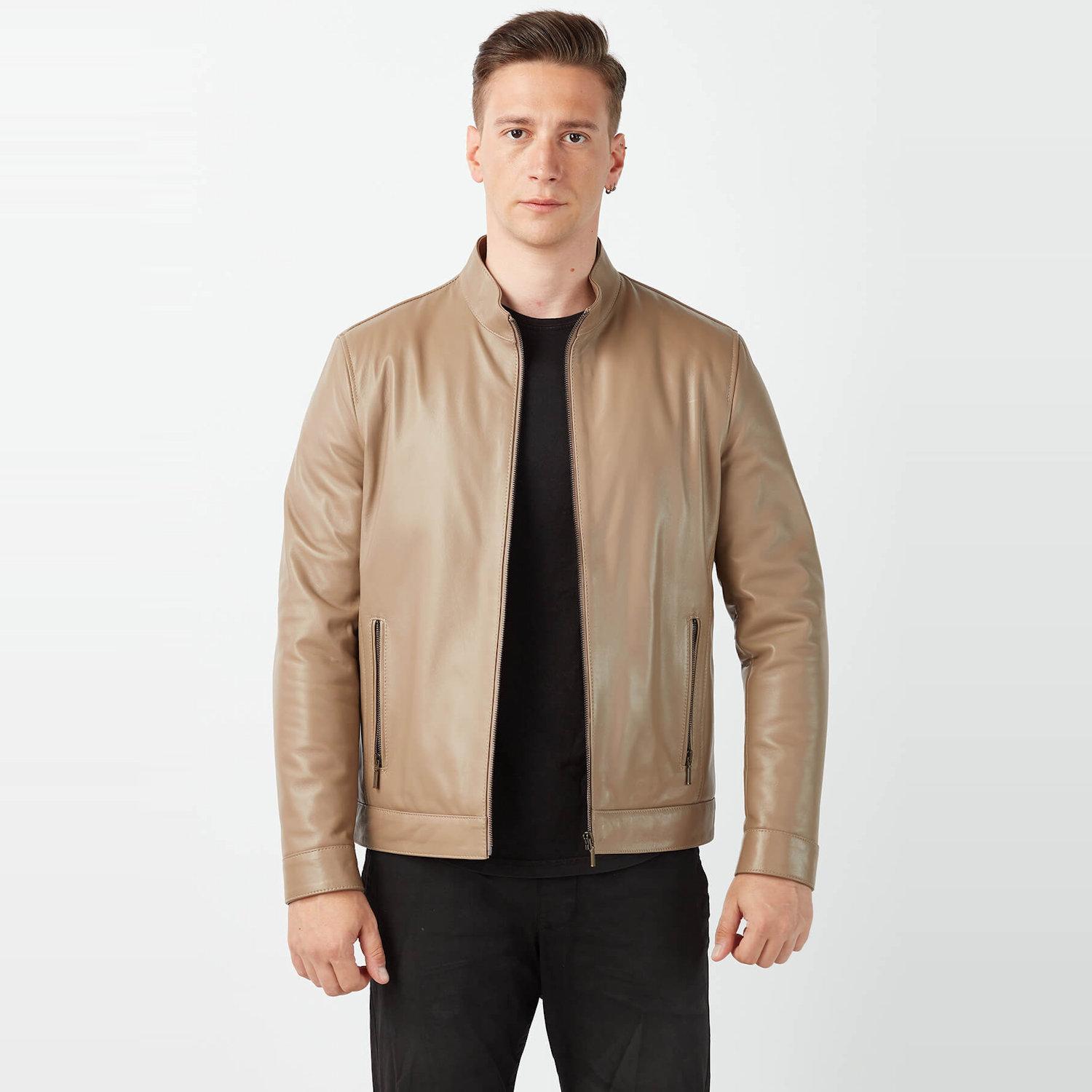 

Мужское классическое пальто из натуральной кожи норки XS песчаных коричневого