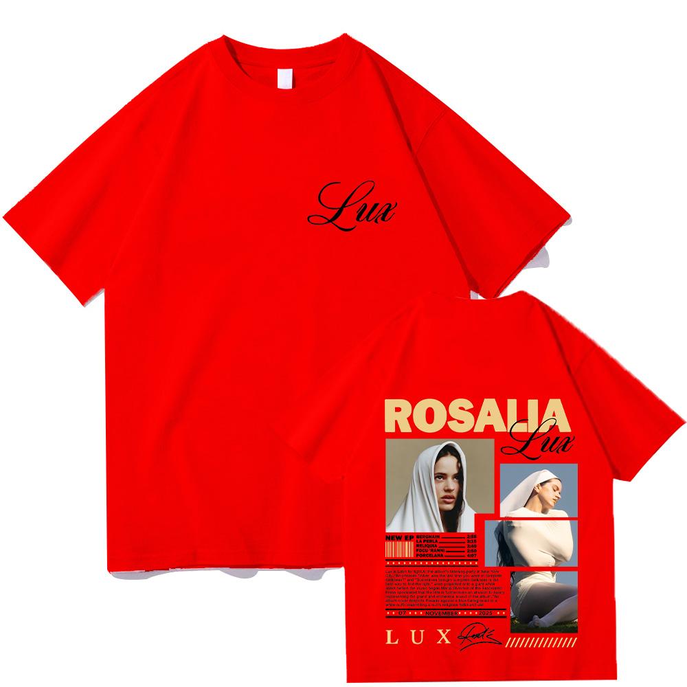 

Rappeur Rosalía LUX T Shirts Chanteur Espagnol Tee Fashion Women Men 100%Cotton Clothes Comfortable Soft Short Sleeve Y2K Streetwear XS красный