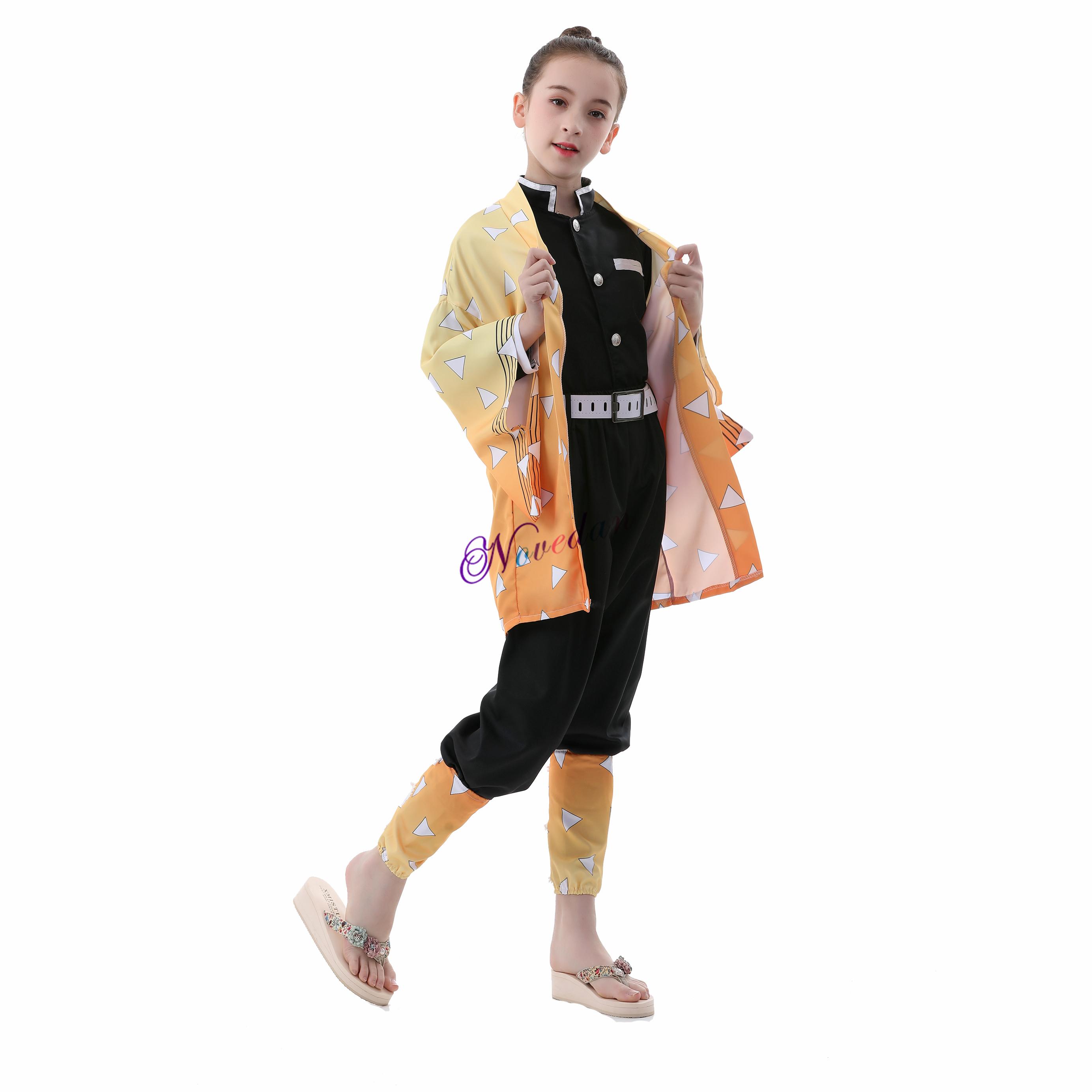 

Діти Японське аніме Demon Slayer Kimetsu No Yaiba Cosplay Shinobu Tsuyuri Zenitsu Tanjirou Kamado Nezuko Kimono Women Costume Agatsuma Zenitsu-Kids 130cm&Anime Demon Slayer