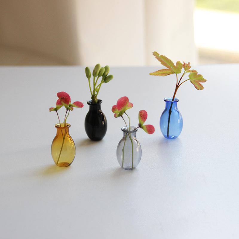 Mini Glass Vase Fridge Magnet Creative 3D Vase Micro Landscape Ornament Fridge Magnets Place Flower Arrangements Decoration
