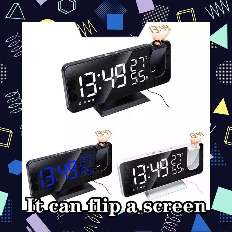 Digital Snooze Dual Alarm Clock With Projection Fm Radio 73 Mirror Led Display