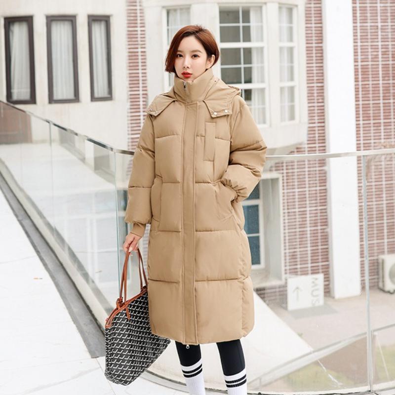 Winter Down Cotton Jacket for Women Long Over Knee Loose Large Size Cotton Jacket Thickened New Cotton Jacket