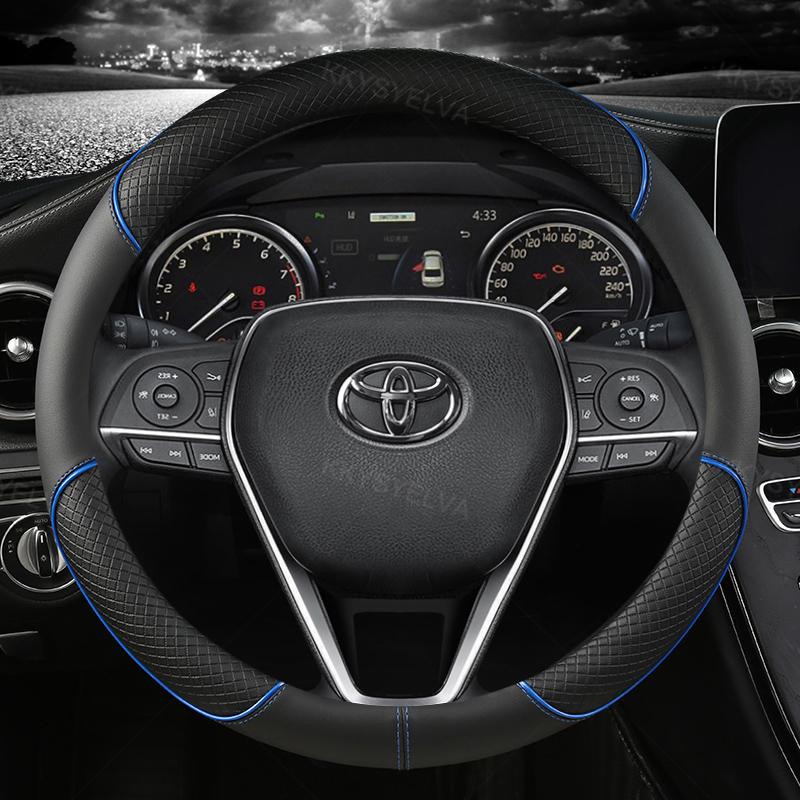 Car Steering Wheel Cover Leather 38cm For Toyota Corolla Fortuner Sequoia Auris Avensis YARIS Vios Celica 86 Rav4 4Runner C-HR