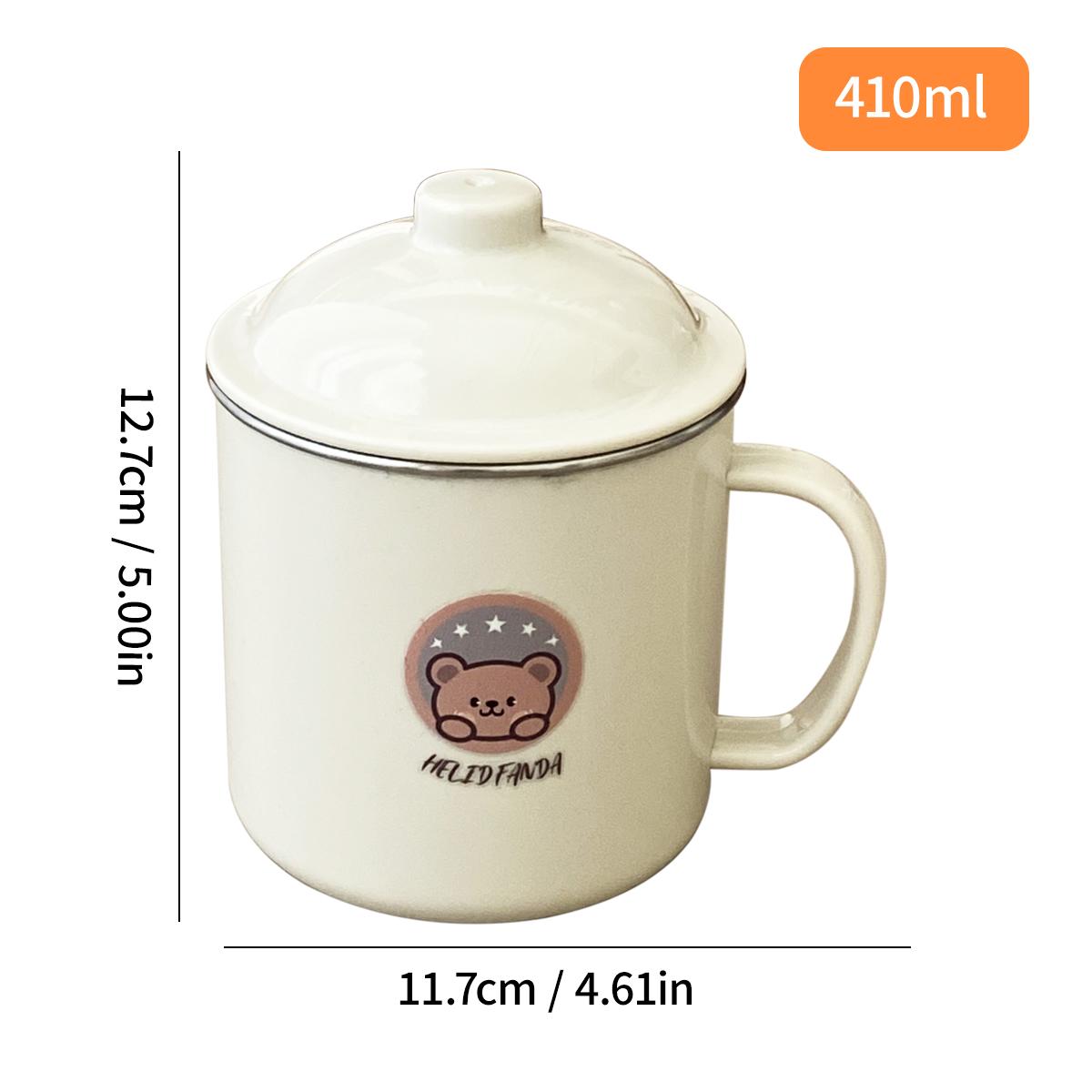 

WORTHBUY Cute 304 Stainless Steel Milk Coffee Mug With Lid&Handle Portable Double-Layer Drinking Cup Anti Scalding Kid Water Cup 401-500ml