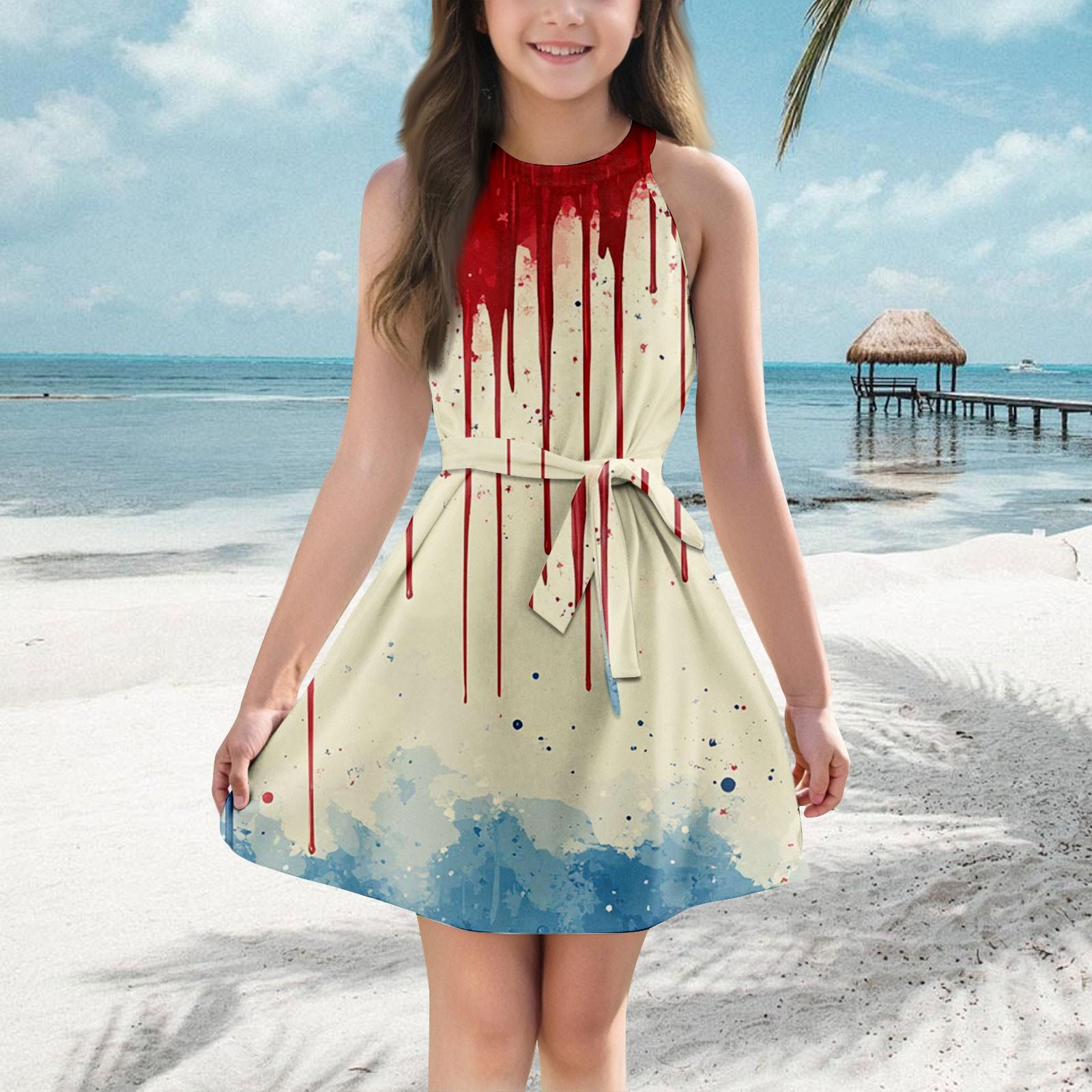 Fashionable Casual Dress With Printed Suspender Dress 110 хаки