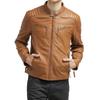 Men's Genuine Lambskin Beige Leather Jacket Stylish Motorcycle Bomber Biker Outerwear MJ 232