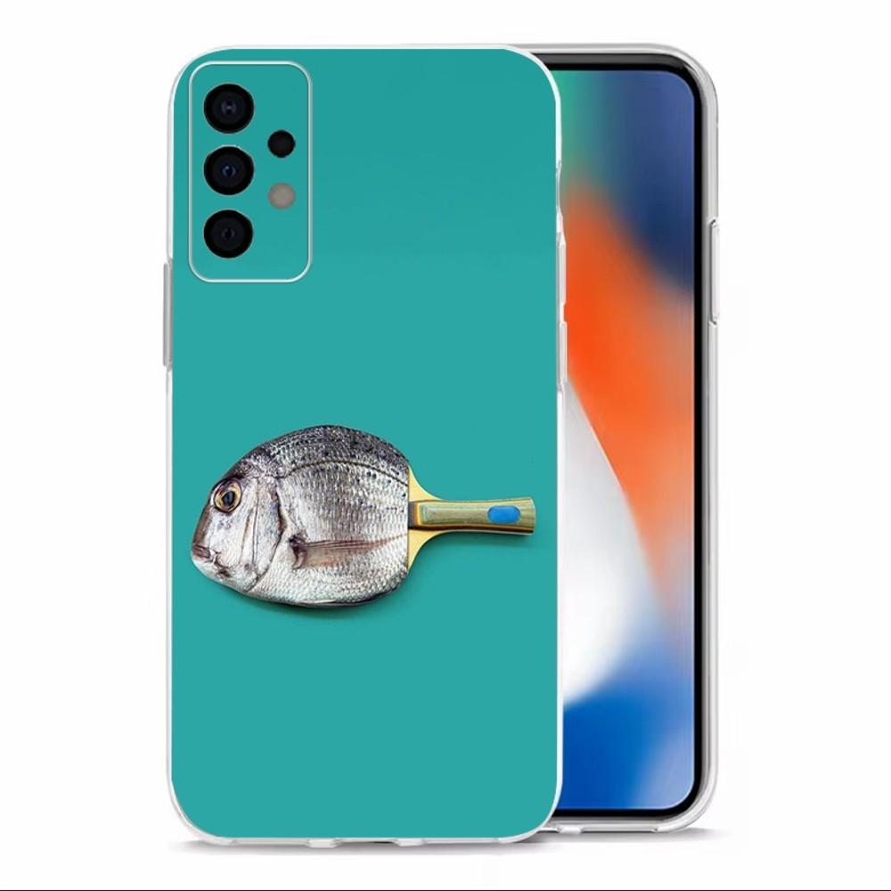 Fish Sardine Painting Art Phone Case For Samsung Galaxy A71,70,52,40,51,31,A50,21S,30S,Note20ultra Transparent Cover