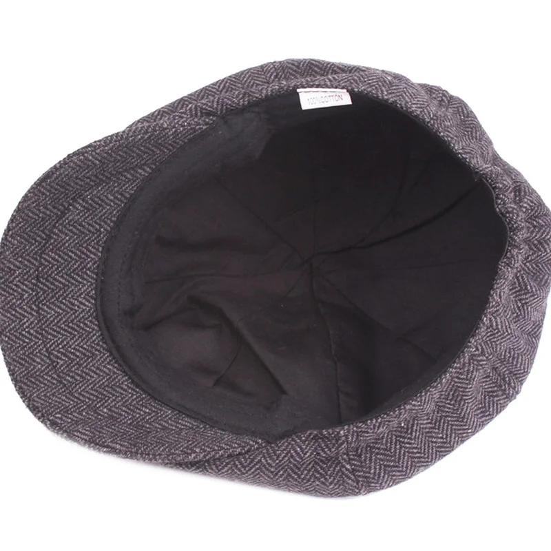 Winter  Caps Men Women Berets Hat Classic Plaid Stripe Beret Cotton Flat Cap British Painter Herringbone Hat  56-60cm