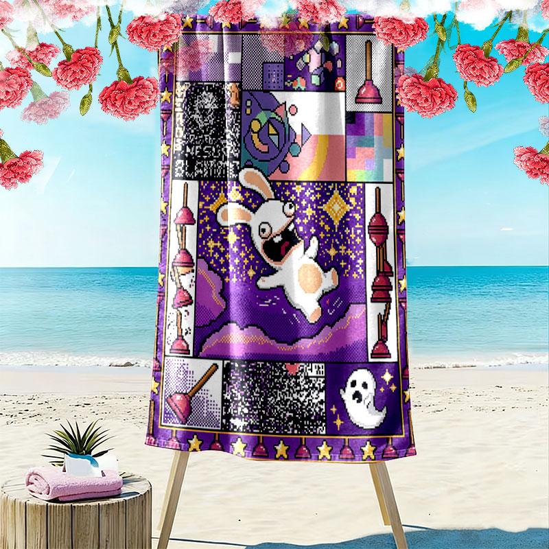 Rabbids Invasion Spark Print Beach Towel, Large Soft Quick Dry Towel for Beach Camping Swimming
