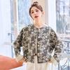 Women's Retro Print Round Neck Short Jacket - Spring 2025 Cotton Linen Design