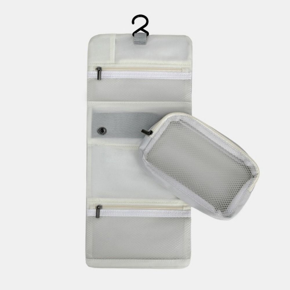 Simple Multiple Pockets Detachable Toiletry Bag Folding with Hanging Hook Hanging Makeup Bag Large Capacity Wash Pouch for Home