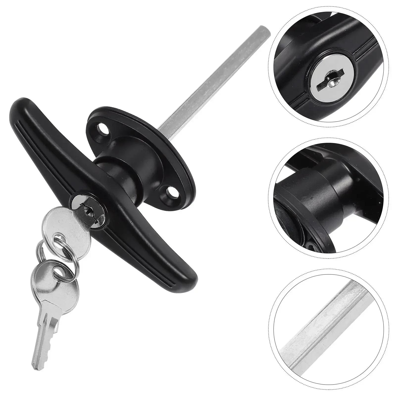 Kit Handle Barn Chassis Universal Door Lock T-Handle Garage with Shed Hardware Assembly 17X10CM чёрный
