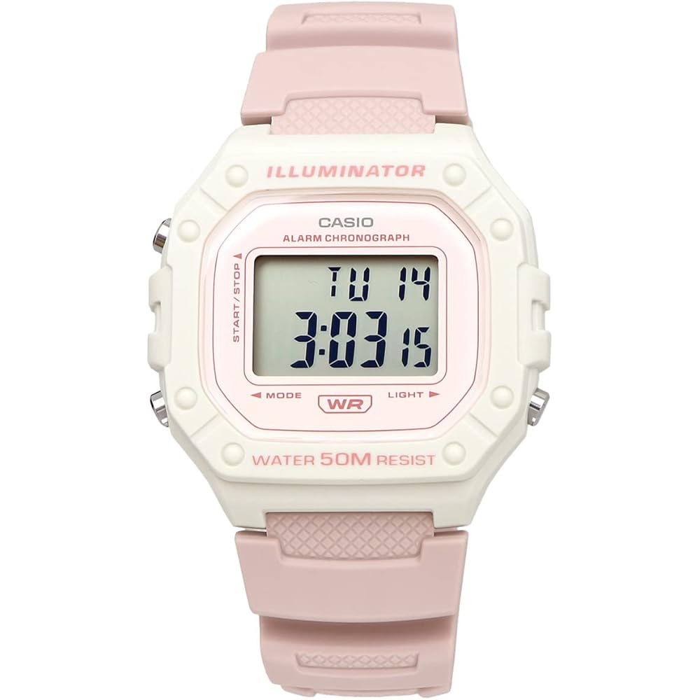 Casio Standard Digital Watch W-218HC-4A2V Pink Beige Unisex Lightweight Water Resistant