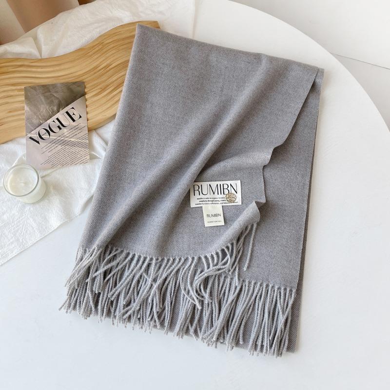 Solid color imitation cashmere scarf women's metal standard shawl women's high-grade relaxation camel-colored warm scarf
