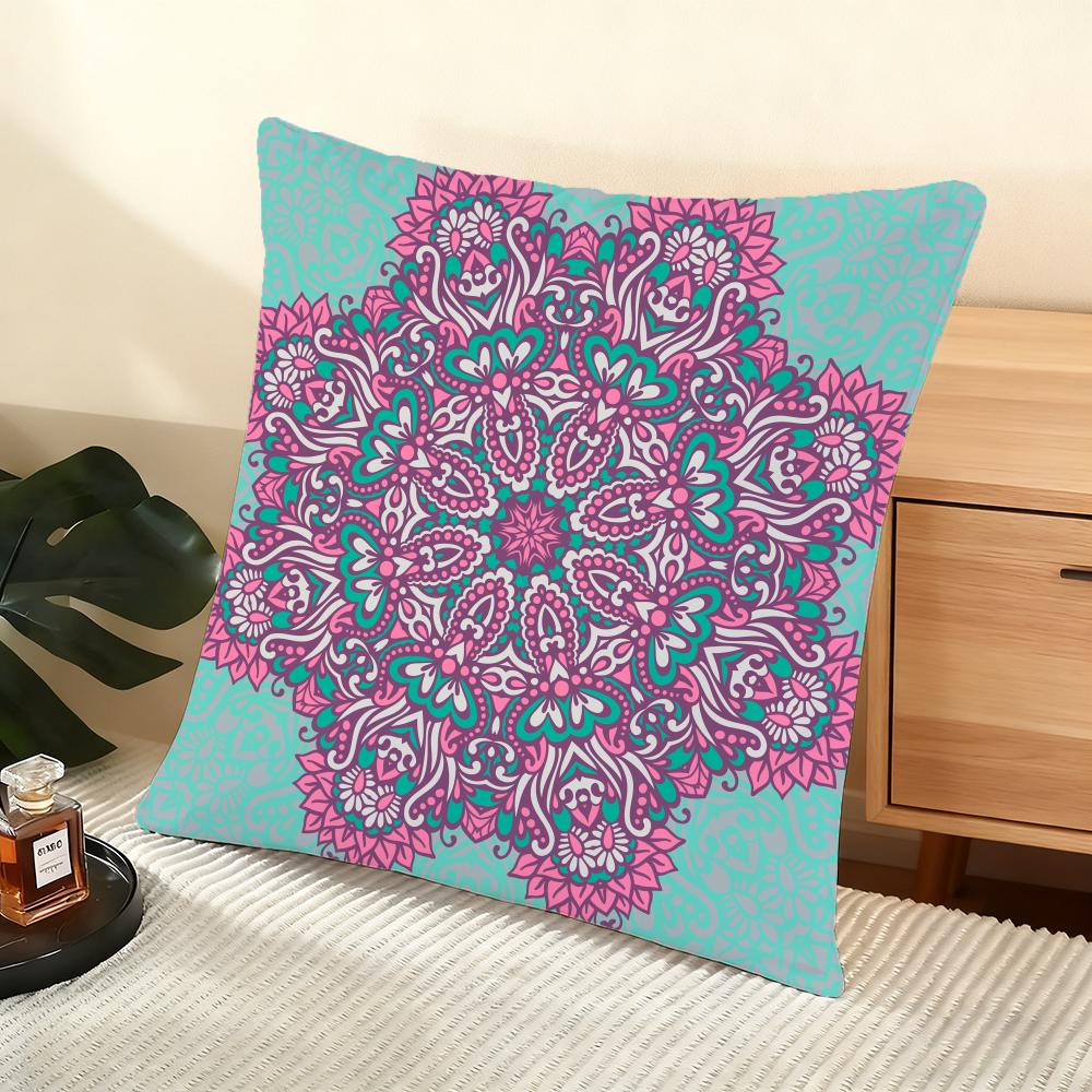 Mandala Bohemian Ethnic Cushion Cover Soft Short Plush Pillow Cover Smooth Cozy Texture Aesthetic Cushion Case Home Decor