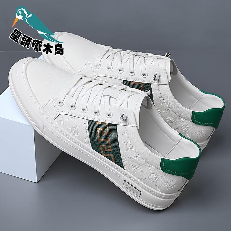 Мужская обувь 2025 весна новая корейская версия тренд дышащая повседневная кожаная обувь белая обувь мужская обувь 38