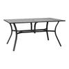 Outdoor Patio Dining Table, 150cm Long Rectangular Metal Steel Slat Backyard Bistro Tables for 4-6, with 38mm Umbrella Hole, All-Weather Large