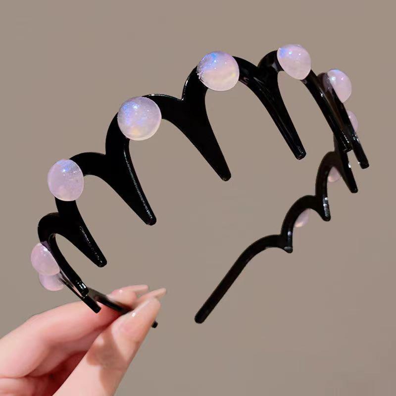 Pearl Wave Toothed Headband For Women Girls Fashion Solid Color Non-Slip Hair Comb Zigzag Band Notched Headband Hair Accessories
