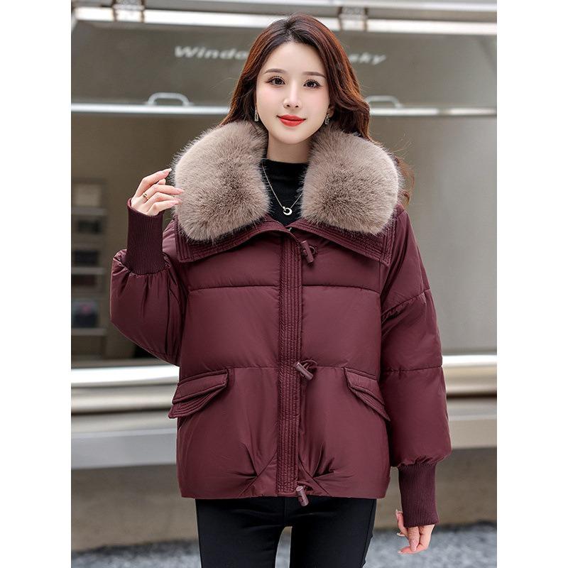 Short Down Cotton Clothes Women's Winter New Fashion Loose Maillard Big Fur Collar Thickened Warm Jacket