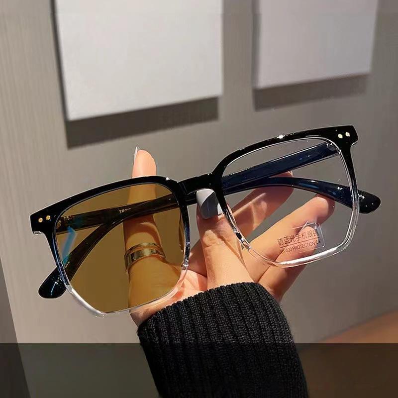 Pochromic Myopia Glasses Man Woman Square Anti Blue Light Ultra-lights Prescription Eyeglasses Minus Diopters 0 To -6.0