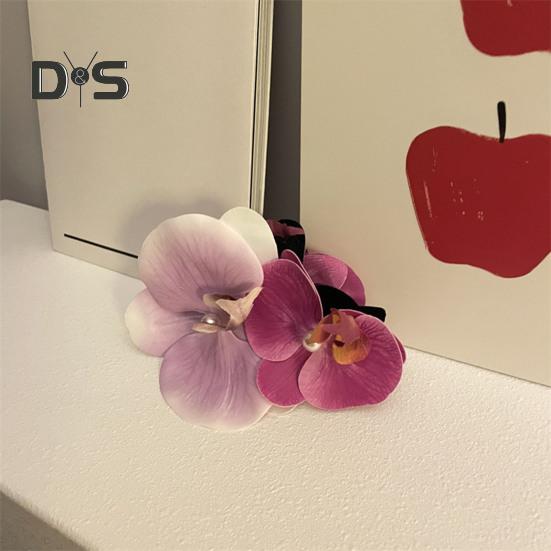 Bow Orchid Flower Decor Hair Claw Faux Pearl Inlaid Flower Hair Grip Secure Hold Back Head Hair Claw Hair Accessories