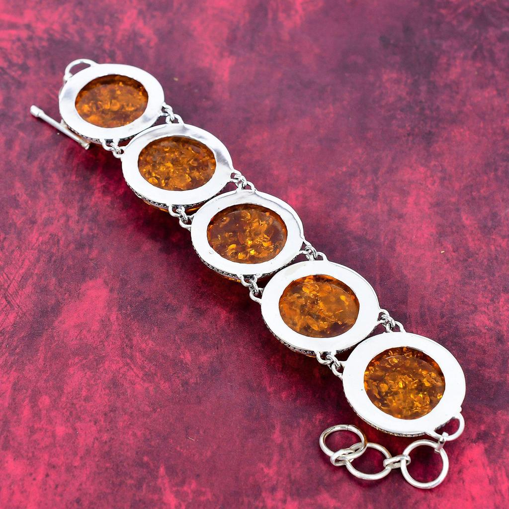 Baltic Amber Bracelet, Charming Onyx Gemstone 925 Solid Sterling Silver Jewelry, Handmade Adjustable Bracelet Jewelry For Her