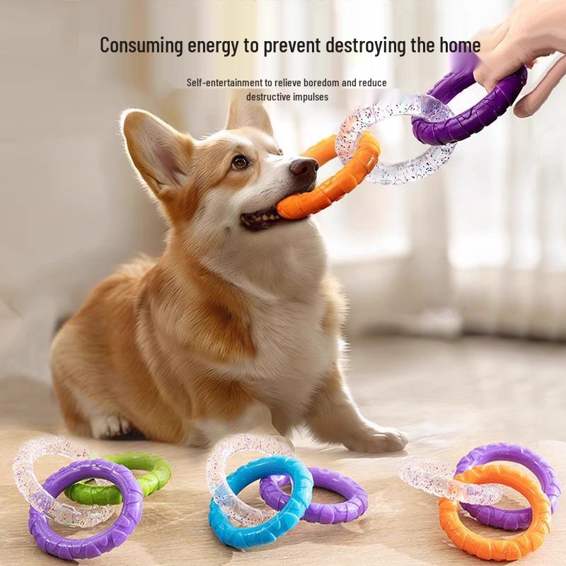 

Скидка для новичков: Игрушка для прорезывания зубов у собак - Интерактивное кольцо для перетягивания каната для чистки зубов щенка и облегчения скуки