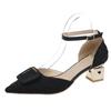 2022 Newest Pointed Toe Retro Shiny Bow High Heels Summer Ladies Wedding Bridesmaid Party Stiletto Pumps Shoes Women Shoes Heels