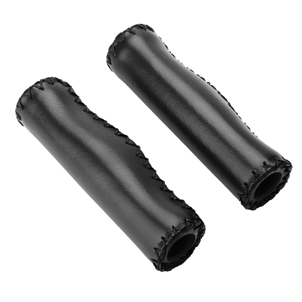 1 Pair Hand Stitched PU Bike Bicycle Handlebar Handle Bar Grips with Plug