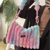 Euro-America Style Shoulder Bag Zipper Closure Crossbody Bags Casual Fluffy Handbag  Daily Use