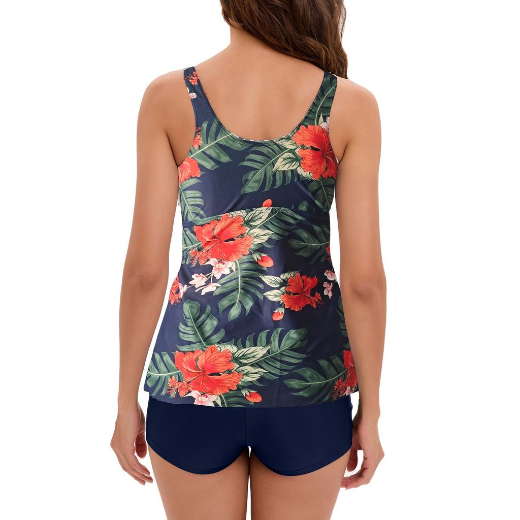 Women Two Piece Flowy  Swimsuits  Bathing Tank Tops With Shorts Athletic Swimwear