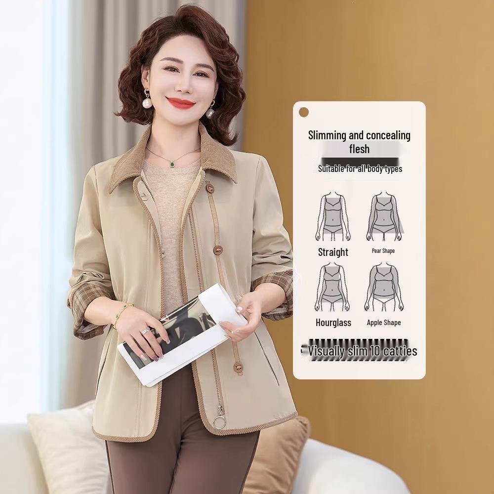 Mom's Spring Fashion: 2026 New Style Casual Jacket for Middle-aged & Elderly Women – Stylish, Versatile, Thin Windbreaker for Mother's Day