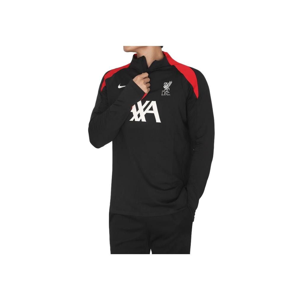 Nike Dri-FIT Liverpool F.C.. Strike Fargeblokk Komfortabel Trening Langermet Fotballskjorte Herre topper Svart FN9819-013