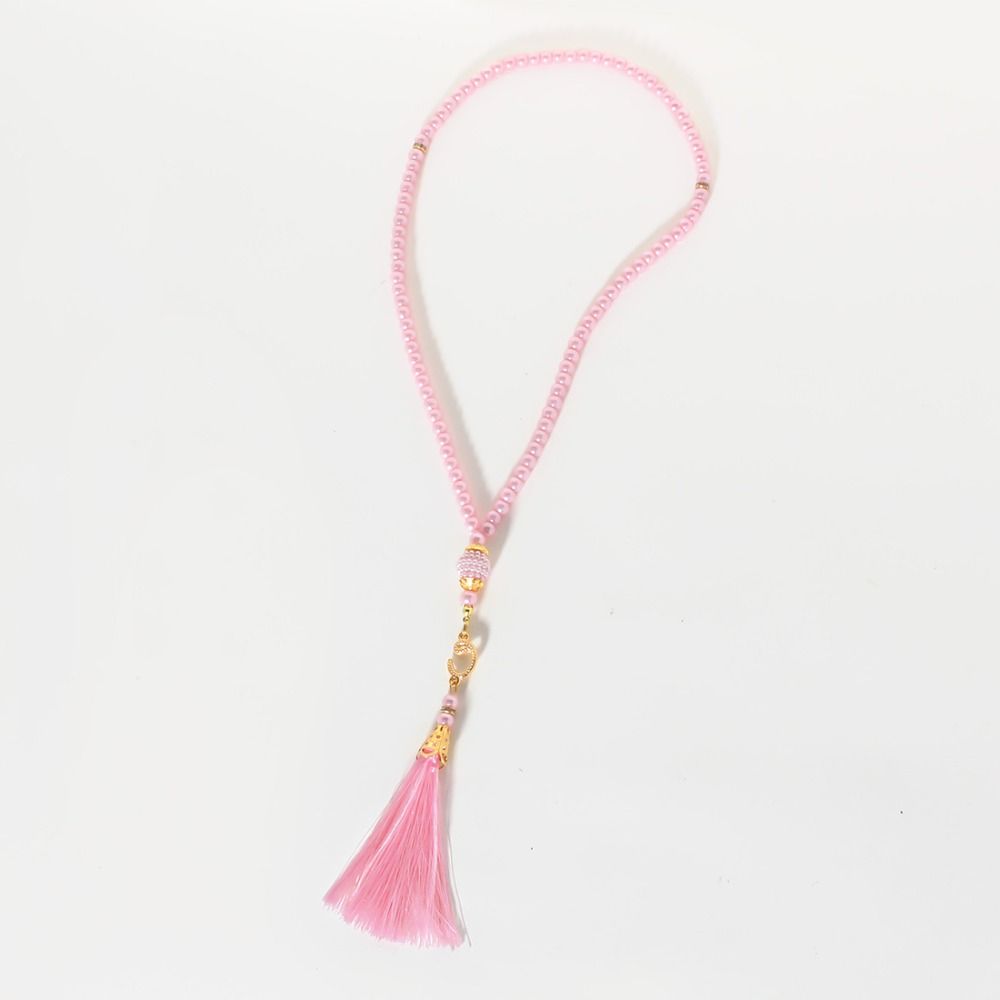 6mm Islamic Prayer Beads Bracelet Glass Pearls Tassel Imitation Muslims Rosary Beads Exquisite 99-beads Meditation Bracelet