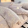 G5Z 2025 New Style Warm Velvet Bed Set - Thickened Milk Velvet, Carved Coral Fleece, Sheet & Duvet Covers, Three-Piece Set