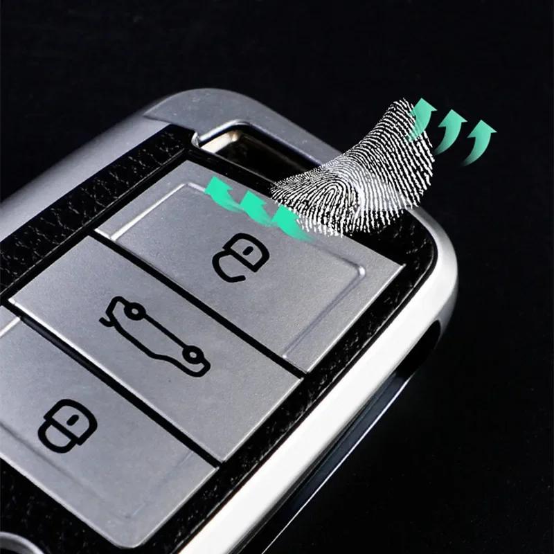 For Volkswagen VW Polo Golf7 MK7 Tiguan for Skoda Octavia Kodiaq Karoq for Seat Ateca Car Key Case Cover Bag Keychain Protector
