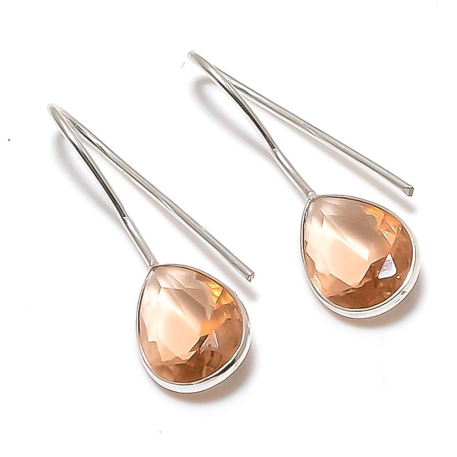 Natural Morganite Gemstone 925 Sterling Silver Jewelry Earring 1.26  ETC-14090