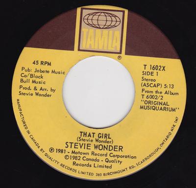 7-Zoll Schallplatte STEVIE WONDER - That Girl / All I Do T1602X TAMLA 1982 Kanada Soul/Funk Gebraucht