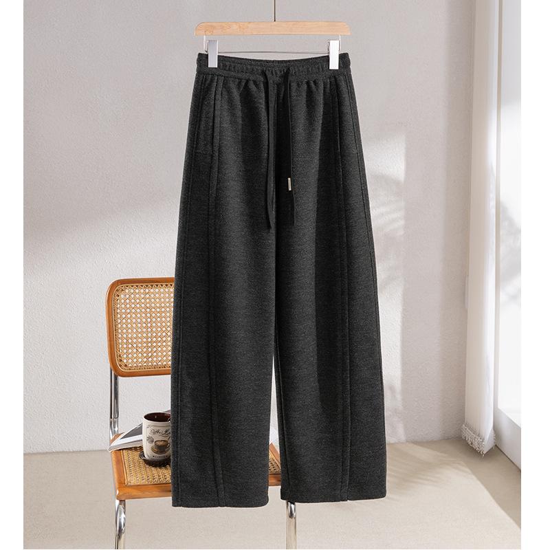 2025 Puyuan Autumn/Winter Silk Cashmere Women's Wide-Leg Pants with Double Pockets
