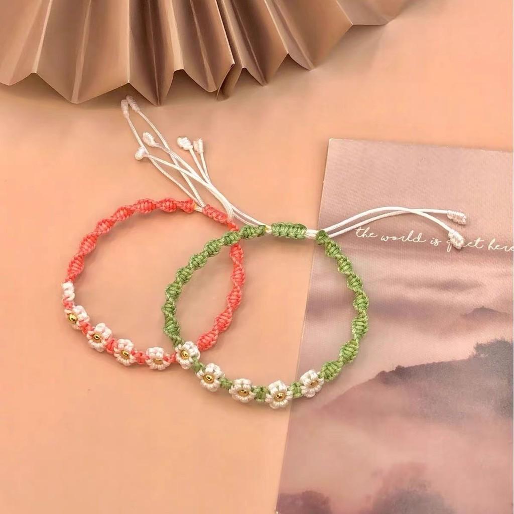 Delicate Handwoven Daisy Bracelet Unisex Retro Style Perfect Couples For