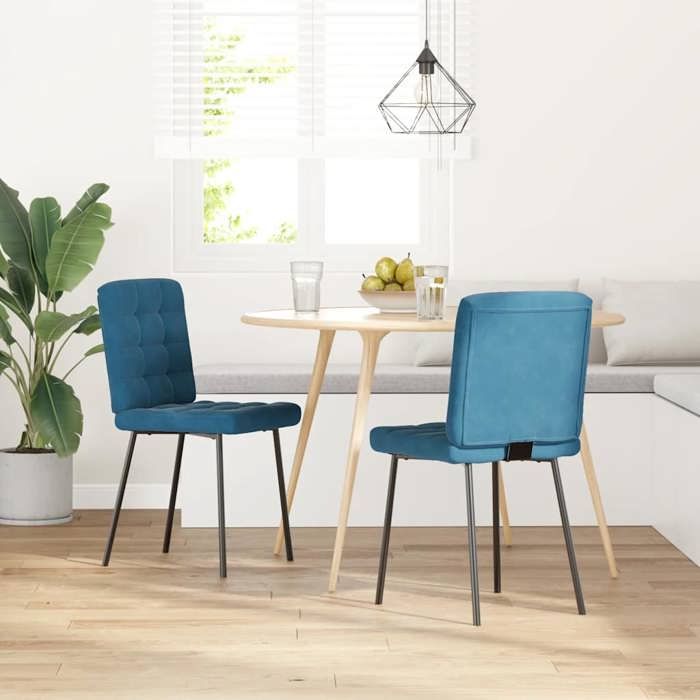 VidaXL Chaises à manger lot de 2 Bleu Velours 4101090